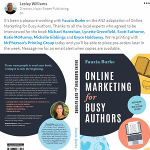 The Australian adaptation of Online Marketing for Busy Authors, by Fauzia Burke is now available!