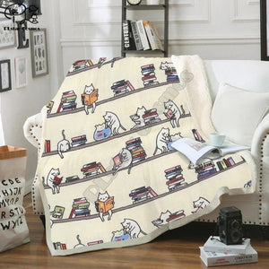 Books and Cats animal Fleece Blanket
